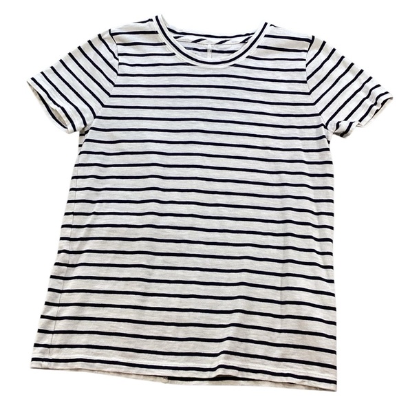 J. Crew Blue & White Nautical Striped Girlfriend Tee, Size Small - Style #AT466 - Picture 1 of 10